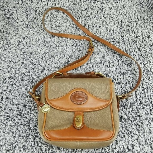 Dooney & Bourke Handbags - Dooney & Bourke Taupe Pebble Leather Crossbody Purse 8"x8"x3"